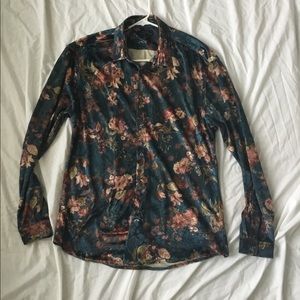 Zara Floral Relaxed Fit Shirt L